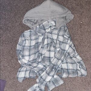 American Eagle Outfitters Kids Gray Checkered Hoodie
